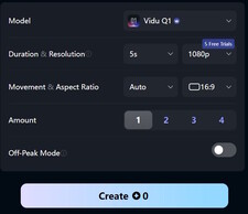 Scelta del modello e della risoluzione (fonte immagine: Screenshot su Vidu.com)