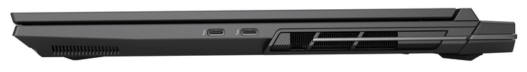 A destra: Thunderbolt 4 (USB-C; DisplayPort, G-Sync), Thunderbolt 4 (USB-C; Power Delivery, DisplayPort, G-Sync)