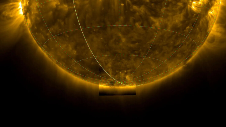La navicella Solar Orbiter ha catturato le prime immagini del polo sud del Sole. (Fonte dell'immagine: ESA & NASA/Solar Orbiter/EUI Team, D. Berghmans (ROB))