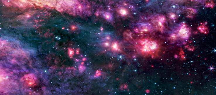 Immagine MIRI di Sagittarius B2 (Fonte dell'immagine: diverse - vedi fonti)