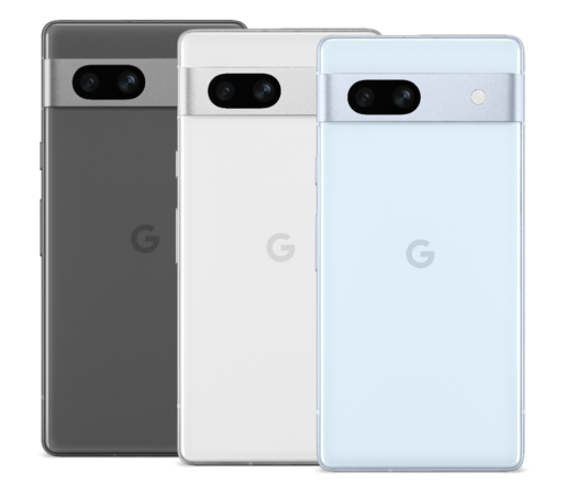 Google Pixel 7a - Opzioni di colore carbone, neve e mare. (Fonte: Google)
