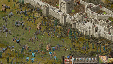 Un'immagine che raffigura un assedio in Stronghold: Definitive Edition.