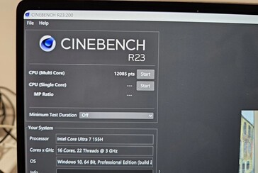 Risultato di Core Ultra 7 155H Cinebench R23. (Fonte: @9550pro su X)