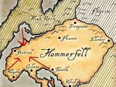 Mappa della provincia di Hammerfell tratta dall’universo di The Elder Scrolls.