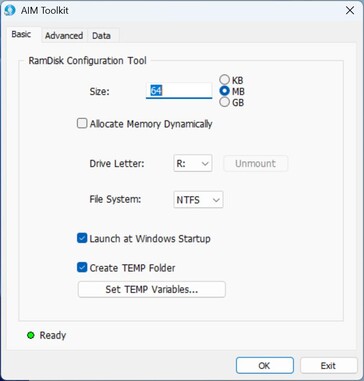 AIM Tookit: Creare un disco RAM