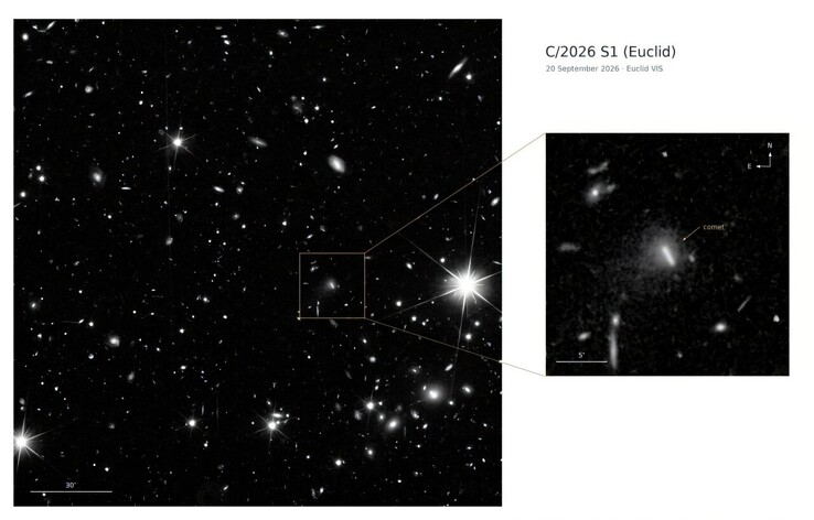 Un'immagine scattata da Euclid che mostra la cometa C/2026 S1 (Euclid).