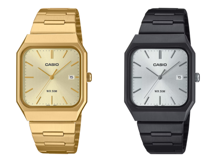 Da sinistra a destra: gli orologi Casio MTP-B185B-7AV e MTP-B185G-9AV