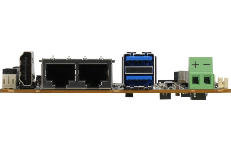 L'SBC Aaeon PICO-ARU4 dispone di un discreto numero di porte, considerando le sue dimensioni, tra cui una doppia porta LAN. (Fonte immagine: Aaeon)