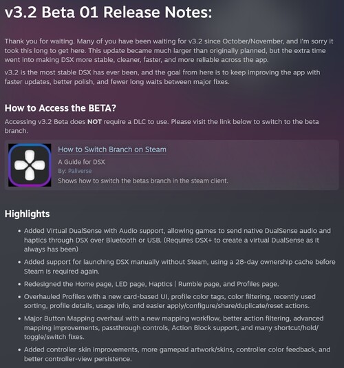 Caratteristiche di DSX v3.2 Beta 01