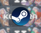 Nella foto: il logo di Steam sopra la miniatura del gioco, sfocato.