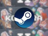 Nella foto: il logo di Steam sopra la miniatura del gioco, sfocato.