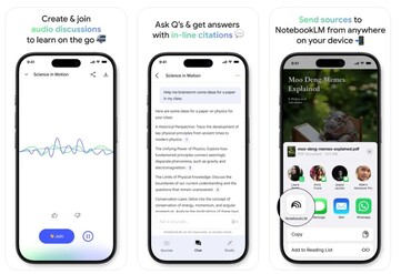 L'applicazione NotebookLM avrà il supporto per la condivisione di fonti da app e la possibilità di creare e partecipare a discussioni. (Fonte immagine: Google)