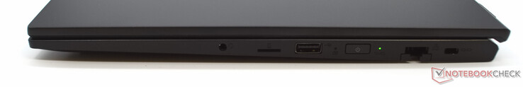 3.porta per cuffie da 5 mm, lettore di schede microSD, USB Type-A, porta LAN, slot Kensington lock