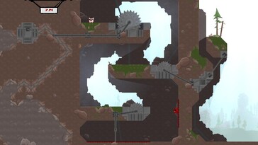 Nella foto: Uno screenshot del gameplay di Super Meat Boy.