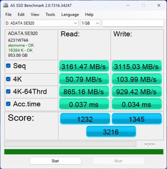 Verifica delle prestazioni con ADATA SE920 via USB4