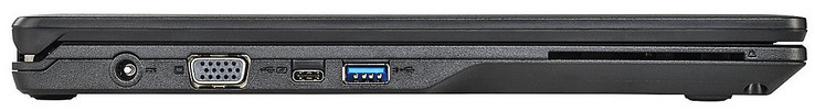 Lato sinistro: alimentazione, porta VGA, 1x USB 3.1 Gen1 Type-C, 1x USB 3.1 Gen1 Type-A, SmartCard reader