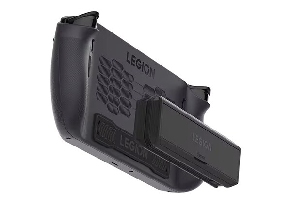 Il power bank Legion Go 65W 12800mAH si aggancia magneticamente al retro di Legion Go S. (Fonte: Lenovo)