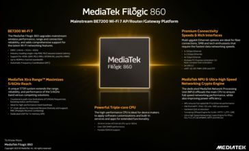 Caratteristiche principali di MediaTek Filogic 860 (immagine via MediaTek)