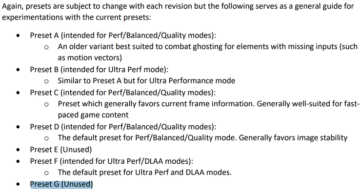 Il Preset G fa una misteriosa apparizione (Fonte: Nvidia)