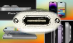 Lo scatto reale di Apple dell&#039;iPhone 15 Pro sembra confermare l&#039;inclusione di una porta USB-C. (Fonte immagine: 9To5Mac &amp;amp; @URedditor - modificato)