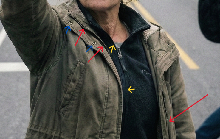 Le cerniere e i bottoni non corrispondono.