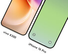 Il Vivo X300 accanto ad un iPhone 16 Pro, da sinistra a destra. (Fonte immagine: Han Bo Xiao - modificato)