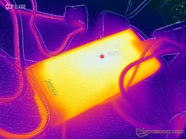 L'adattatore CA raggiunge oltre 41 C quando si utilizzano carichi impegnativi