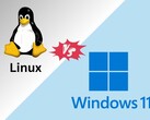 Confronto delle prestazioni di gioco tra Linux e Windows 11 con Tux e i loghi di Windows