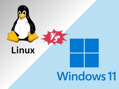 Confronto delle prestazioni di gioco tra Linux e Windows 11 con Tux e i loghi di Windows