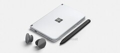 Surface Duo e alcuni accessori (Image Source: samsungbloat)