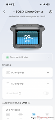 La panoramica mostra lo stato della batteria...