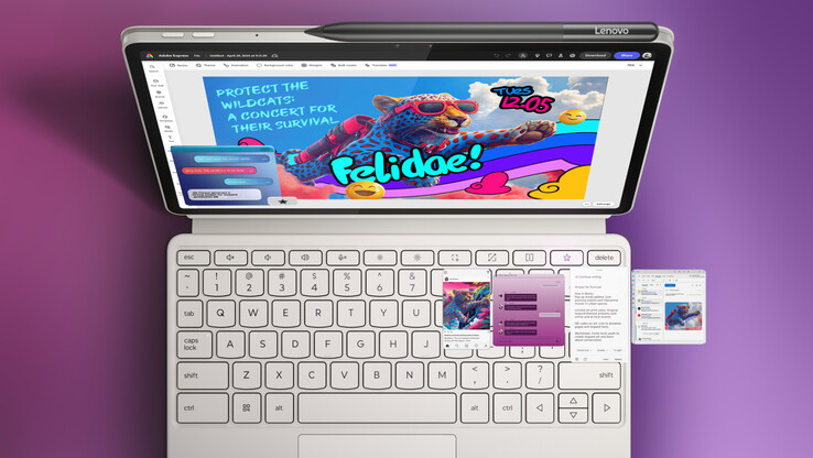 Il Lenovo Yoga Tab supporta l'input tramite stilo e contiene un piccolo trackpad all'interno dell'accessorio tastiera. (Fonte: Lenovo)
