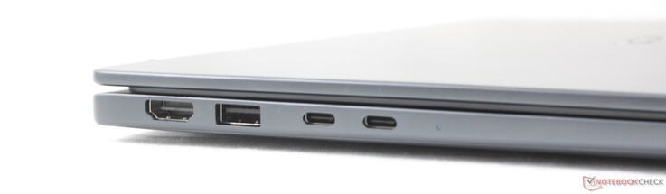 A sinistra: HDMI 2.1, USB-A 3.2 Gen. 1 (5 Gbps), 2x USB-A 4.0 con DisplayPort 2.1 + Power Delivery