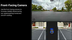 La telecamera anteriore del Cybertruck serve per il parcheggio (immagine: Tesla)