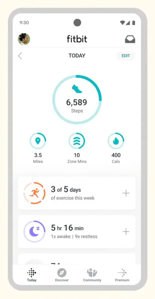 L'app Fitbit con la modalità Allenatore attivata. (Fonte: 9to5Google)