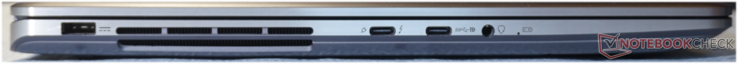 Sinistra: alimentatore, Thunderbolt 4, USB-C (10 Gb/s, PD, DP), cuffie