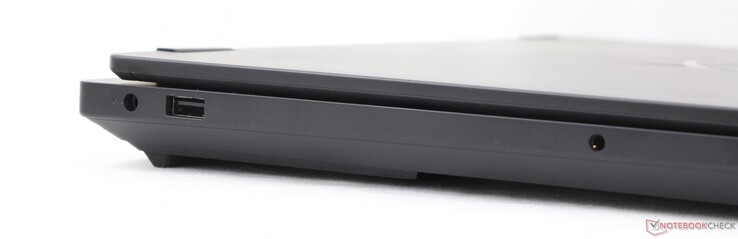 Sinistra: alimentatore CA, USB-A (10 Gbps), jack per cuffie da 3,5 mm