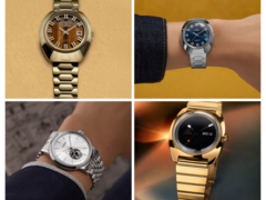 Dall'alto a sinistra in senso orario (nella foto), abbiamo la riedizione Q Timex 1972 Time Machine con quadrante marrone, la stessa riedizione con quadrante blu, la riedizione Q Timex 1975 Enigma e il Timex x Peanuts Marlin Automatic. (Fonte: Timex - Modifica)