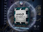 AMD Ryzen AI PRO 400 Series con sfondo a tema Copilot generato dall'AI.