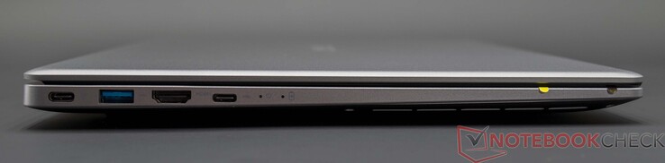 Lato sinistro: Connettore di alimentazione USB-C, USB 3.0, HDMI, USB-C
