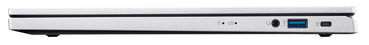 A destra: combo audio, USB 3.2 Gen 1 (USB-A), slot per un lucchetto Kensington