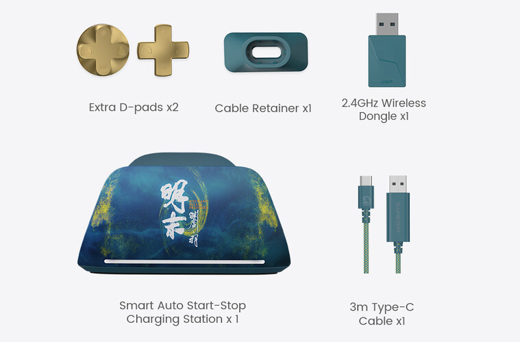Il GameSir G7 Pro Wuchang: Fallen Feathers Edition è dotato anche di alcuni accessori esclusivi. (Fonte: GameSir)