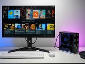 Quadro PC desktop con sistema operativo Bazzite collegato a un monitor che mostra un'interfaccia di gioco Steam, simile a una configurazione di console. (ETA PRIME)