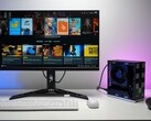 Quadro PC desktop con sistema operativo Bazzite collegato a un monitor che mostra un'interfaccia di gioco Steam, simile a una configurazione di console. (ETA PRIME)