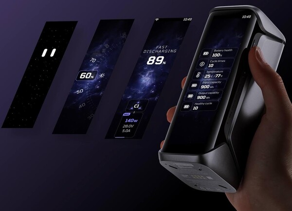 Lo schermo da 3,9 pollici di Rapid Pro X può visualizzare informazioni sulla ricarica, testi e immagini personalizzate e animazioni. (Fonte: EcoFlow)