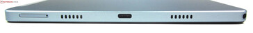 A destra: slot microSD/SIM, altoparlanti, USB-C 2.0