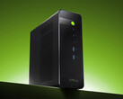L'Evo-X5 Pro è un po' più conveniente del Minisforum MS-S1 Max-P495. Nell'immagine: una foto promozionale che mostra la parte anteriore del mini PC.