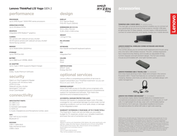 Specifiche ThinkPad L13 Yoga G2 AMD