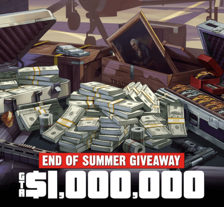 Rockstar Games offre ai giocatori di GTA Online un premio gratuito di 1 milione di dollari per aver effettuato l'accesso e aver giocato tra il 6 e il 12 agosto.
