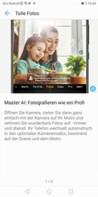 Consigli di Huawei sull'utilizzo dell'IA Master all'interno dell'app della fotocamera predefinita; solo alcune delle informazioni fornite all'interno dell'app suggerimenti.